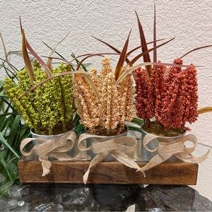 🍁Handcrafted🍂 Tri-Color Faux Autumn Foliage Decor In Rustic Planter Box